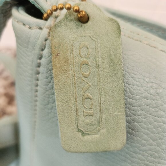Coach Vintage Aqua Mint Sonoma Small Flap 4919 Natural Grain Leather 1996 USA - Picture 16 of 16